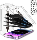 EZ-GLAZ-4+2 Pack for iPhone 14 Pro Privacy Screen Protector (6.1") | 2-Pack Lens Protectors, Alignment Kit, Easy Installation, 9H+ Tempered Glass, Scratch Resistant, 28° Privacy Protection by EZ-GLAZ
