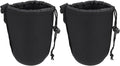 SHOWERORO 2 pack Neoprene Camera Lens Pouch Dslr Camera Lens Case Bag Drawstring Protective Storage for Shockproof Thermal Insulation Universal Container 3.93 X 3.14 X 3.14 in by SHOWERORO