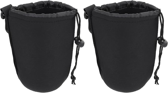 SHOWERORO 2 pack Neoprene Camera Lens Pouch Dslr Camera Lens Case Bag Drawstring Protective Storage for Shockproof Thermal Insulation Universal Container 3.93 X 3.14 X 3.14 in by SHOWERORO