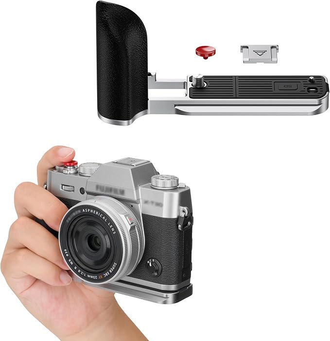 JJC Hand Grip & Shutter Button Shoe Cover for Fuji X-T30 III II XT30 X-T20 | Anti-Slip Pads, 1/4''-20 Tripod Hole & Arca Swiss Quick Release Plate, Built-in SD Card Holder, No Effect on Camera Use by JJC