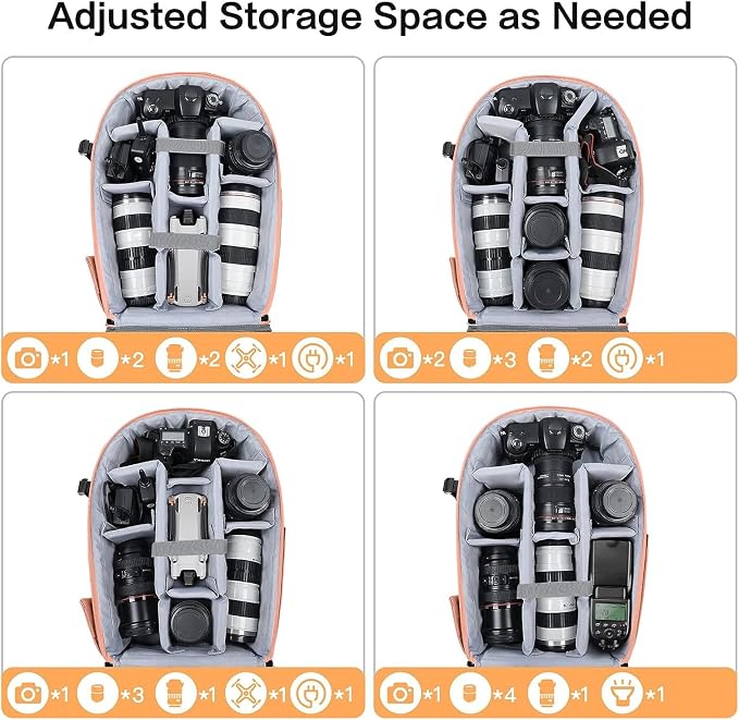MOSISO Camera Backpack, DSLR/SLR/Mirrorless Photography Camera Bag | 15-16 inch Waterproof Hardshell Case with Tripod Holder&Laptop Compartment Compatible with Canon/Nikon/Sony, Salmon Pink - Image 3