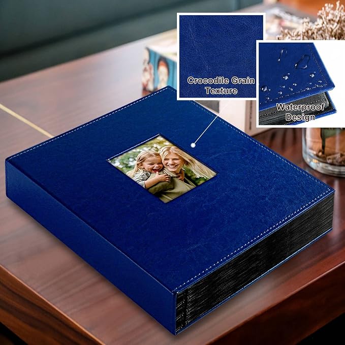 Ywlake Photo Album 4x6 400 Pockets, Leather Photo Albums Holds 400 Vertical Pictures Only Blue - Image 3