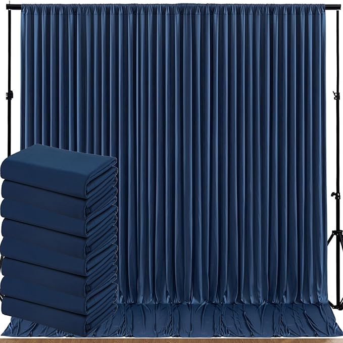40ftx10ft Wrinkle Free Navy Blue Backdrop Curtains for Parties, Thick Polyester Backdrop Drapse 8 Panels 5x10ft for Weddings Birthday Photography Background Curtains by ENJOYYOURPARTY