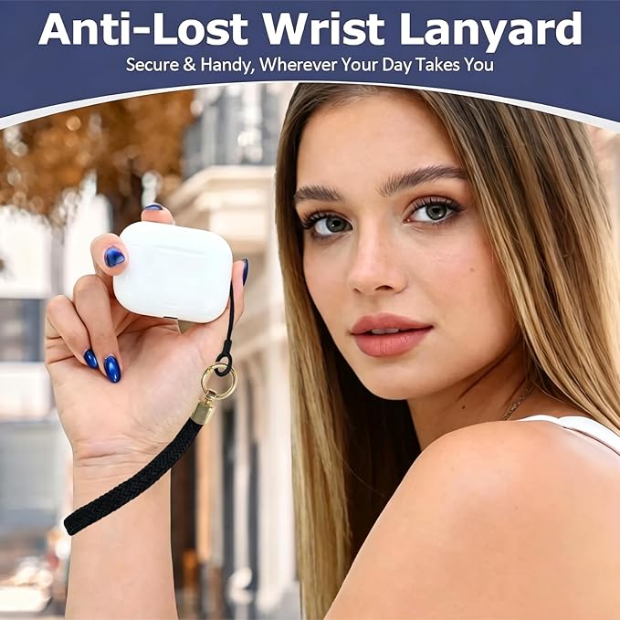 Elastic Nylon Wrist Lanyard for AirPods Case , Anti-Lost Strap for AirPods 1/2/3/Pro/Pro 2 Charging Case, Multi-Functional Wrist Strap for Phones Keys Cameras Small Gadgets，Black+golden Buckle - Image 2