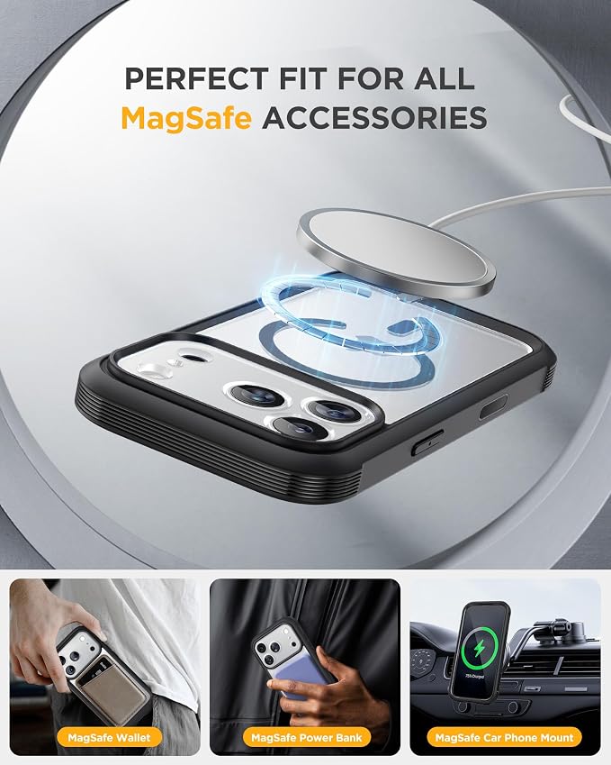 miracase for iPhone 17 Pro Privacy Series Case, Magsafe, Black | Built-in Privacy Screen Protector | 360° Full Protection | Colored Bezel & Clear Back | Shock-Absorbent | 6,3 Inch - Image 6