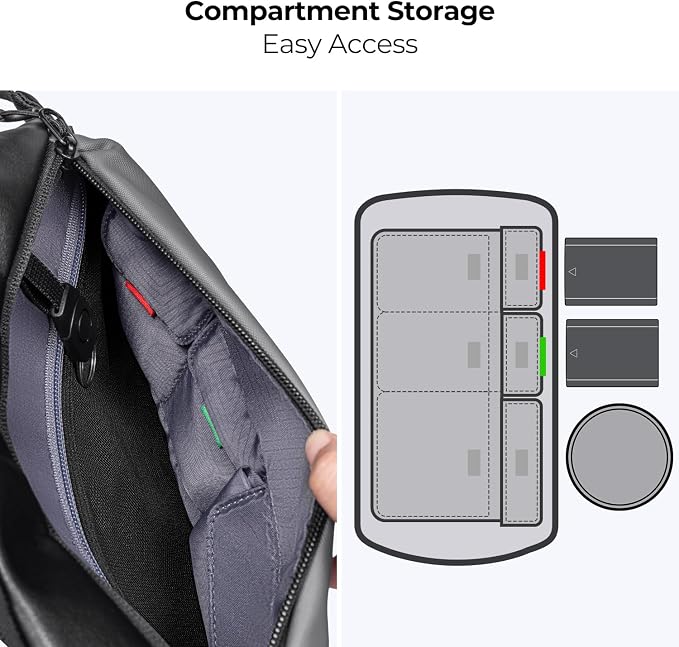K&F CONCEPT 2 in 1 Camera Sling Bag, Everyday Shoulder Bag | Multifunction Photography Compact Crossbody DSLR Portable Bag, Compatible for Canon/Nikon/Sony, BS01 - Image 4