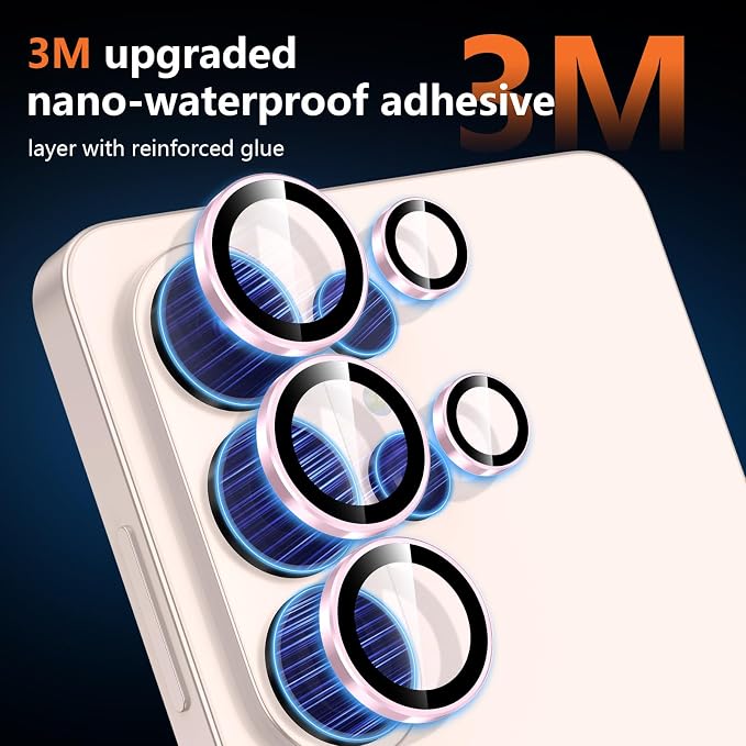 for Samsung Galaxy S26 Ultra Camera Lens Protector, Individual Metal Ring Tempered Glass Lens Cover, [Strong Adsorption] Scratch Resistant Ultra-Thin HD Clear Lens Cover, 1 Set-Pink Ring - Image 4