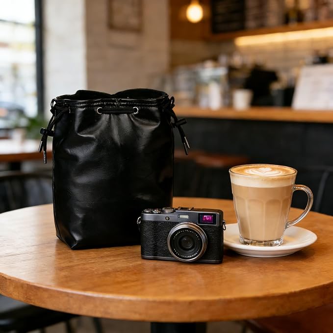 NOWNIN Drawstring Camera Lens Pouch with Cotton Pad, 9.84"x6.69", for SLR | Fleece-lined interior protects lenses from scratches & dust. Drawstring closure. Lightweight, portable for travel & storage - Image 3