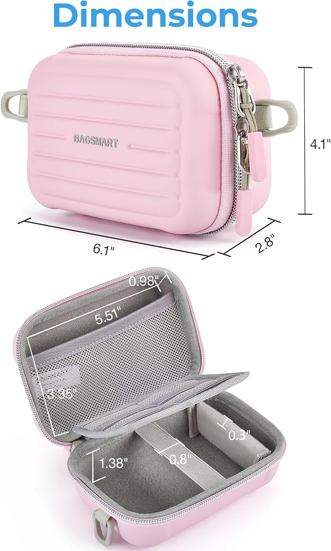 BAGSMART Digital Camera Case, Small Camera Bag with 2 Carrying Ways, Pink | Lightweight Camera Sling Bag for Canon Powershnot ELPH 180/190/Sony DSCW800/DSCW830, Waterproof & Protective - Image 5