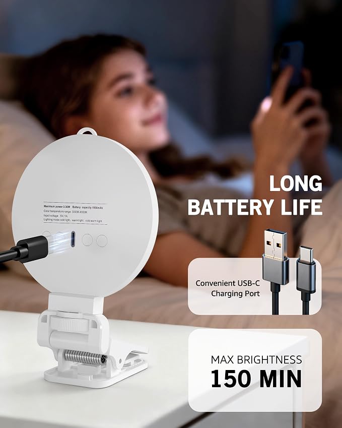 NiceVeedi 3 Color Soft Selfie Light Phone Light with Clip, Portable Edge-lit Ring Light, Rechargeable Video Conference Lighting for iPhone/Selfies/Makeup/Live Streaming/TikTok/Vlog/Zoom/Video Calls - Image 8