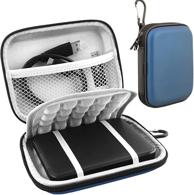 Lacdo Hard Drive Carrying Case for Western Digital WD Elements/WD My Passport/My Passport Ultra Portable External Hard Drive HDD 1TB 2TB 4TB 5TB 6TB USB 3.0 Protective Storage Travel Bag, Blue by Lacdo