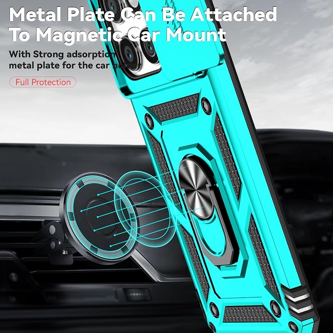 SunStory Compatible with Motorola Moto Edge 2025 Case with HD Screen Protector & Slide Camera Cover & Rotated Ring Kickstand, [Military-Grade] Phone Case for (Teal, Moto Edge 2025) - Image 4