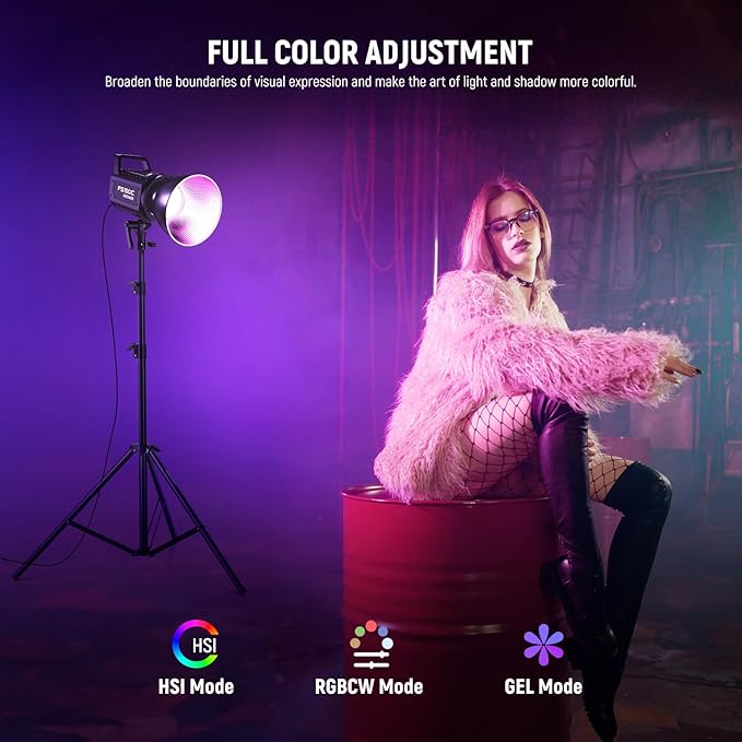 NEEWER FS150C 130W RGB LED Video Light with App/2.4G Control 17 Effects | 2500-7500K, 19800lux/1m, COB Continuous Lighting Output, CRI97/TLCI98, 4 Dimming Curves, Bowens Mount Spotlight Studio Shoots - Image 3