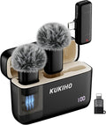 Wireless Lavalier Microphone with Charging Case, 36H Battery Life, Noise Cancellation, 135ft Range, Plug-and-Play Clip-On Mic for iPhone, iPad, Android, YouTube, Vlog, Live Streaming by KUKIHO