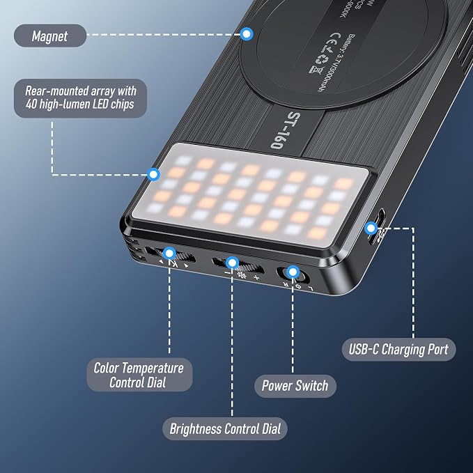 Magnet Phone Light, 160 LED Dual Side Selfie Light Compatible with iPhone Magsafe, 3 Lighting Adjustment Modes, Selfie Lights for iPhone/iPad/Camera/Photography/TikTok/Vlog/Video/Zoom Calls - Image 5