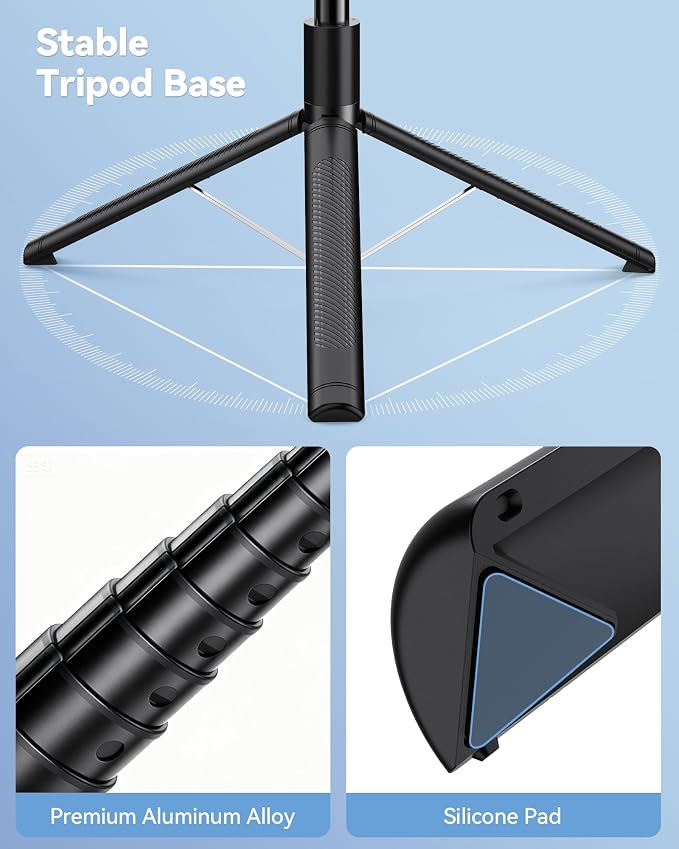 TECKNET 71" Phone Tripod & Selfie Stick, Portable Extendable Cell Phone Tripod Stand with Wireless Remote and Phone Holder, with Wireless Remote Control for iPhone/Samsung/Android/Camera - Image 6