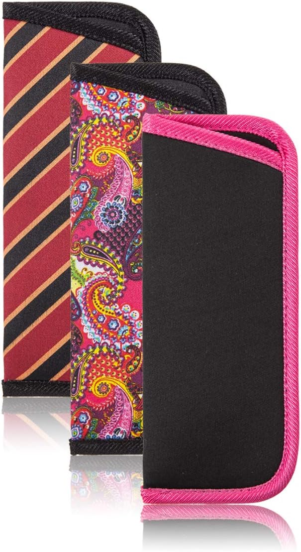 TRIUMPH VISION 3 Pack Reading Glasses Pouch Soft Case Eyeglass Sleeve Slim | Alternative to Bulky Case in bag, Lightweight Lined Padded Protect Optical lens Slip in, Cute Pattern Portable for Daily Use by TRIUMPHVISION