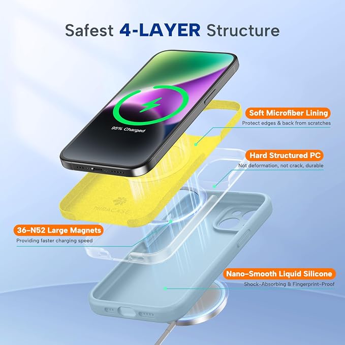 miracase Magnetic for iPhone 14 Case, [Soft Anti-Scratch Microfiber Lining], Compatible with MagSafe, Liquid Silicone Case Shockproof Drop Protection Phone Case for 14, Clove Purple - Image 3
