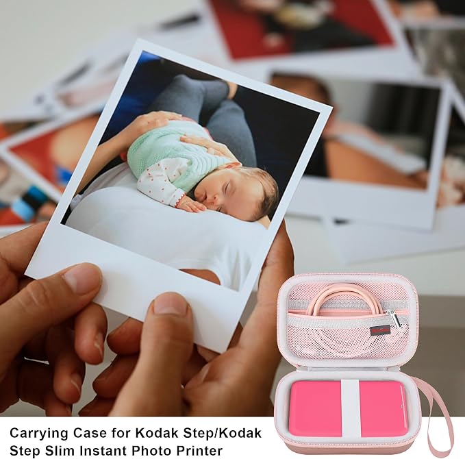 Elonbo Carrying Case for Kodak Step Instant Smartphone Photo Printer, Portable Mini Color Wireless Mobile Print Digital Camera Hard Travel Bag, Picture Printer Storage Holder, Rose Gold+ - Image 7