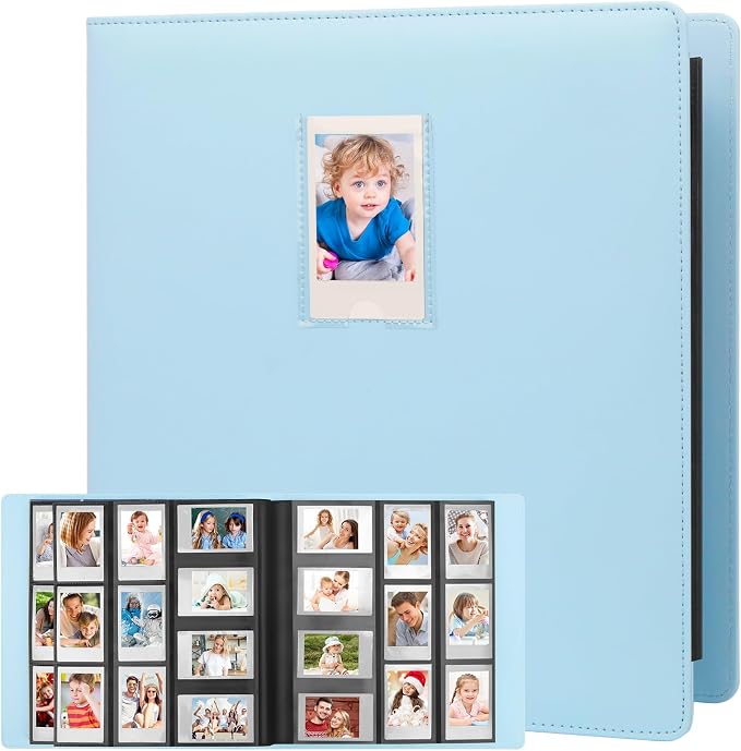 Veicevol 640-Pocket 2x3 Photo Album for Instax Mini and Polaroid, Blue | PU Leather Cover Keeps, Fits Instax Mini and Polaroid 2x3 Photos, Protects Travel, Wedding and Family Memories by VEICEVOL