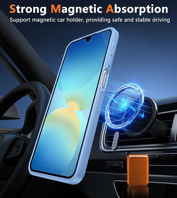 FNTCASE for Galaxy A26 5G Phone Case, Fit for Magsafe, Screen Protector | Translucent Matte, 14FT Military Grade Drop Protection, Slim Shockproof Protective, for Samsung A 26 4G Cover, Light Blue - Image 4
