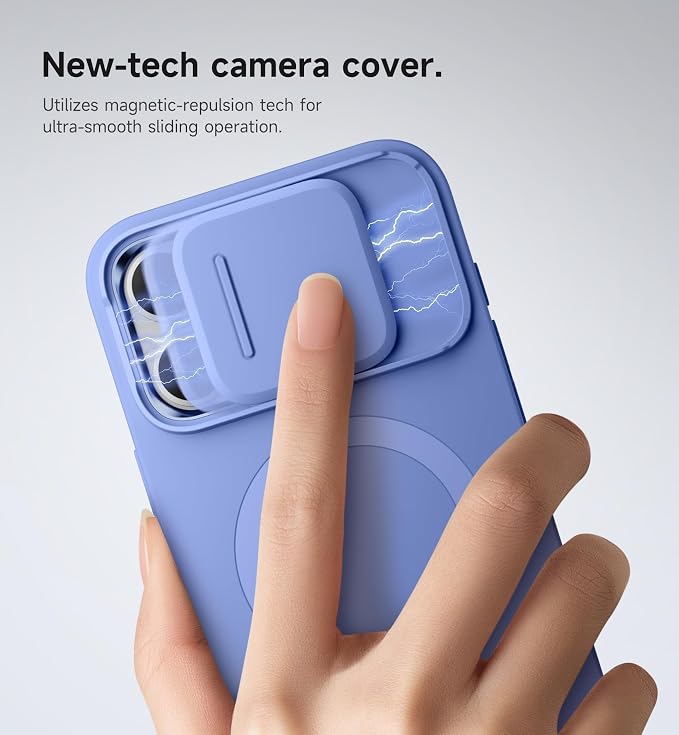 SURITCH for iPhone 16 Pro Max Case with Magnetic Camera Slide Cover and Adjustable Kickstand, Compatible with MagSafe, Shockproof Bumper Case Slim Protective Cover 6.9 Inch, Starlight Blue - Image 4