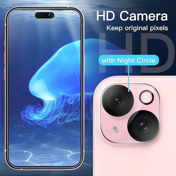 JETech Privacy Screen Protector for iPhone 15, 2+2 Pack | Anti-Spy Tempered Glass, with Camera Lens Protector, Easy Installation Tool - Image 7
