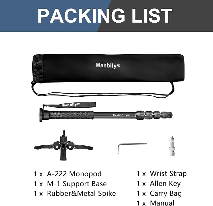 Monopods for Cameras with Feet, 5 Sections, 67'', Max Load 15.43lb, Camera Monopod Extendable Portable Travel Aluminum for DSLR Canon Nikon Sony Video Camcorder (A-222 Grey) - Image 7
