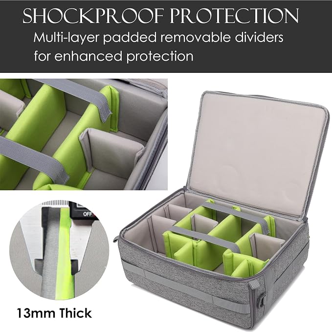 Camera Insert Bag,Shockproof &Pressure-proof Dual Opening Padded Camera Lens Cube Case Backpack,Digital DSLR SLR Mirrorless Cameras Accessories Storage Pouch for Canon,Nikon,Sony,Panasonic(L) - Image 7