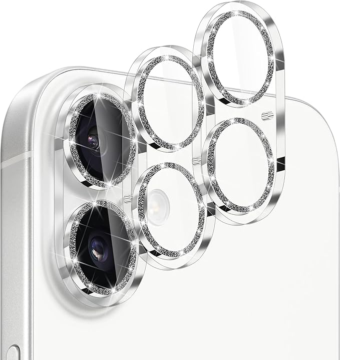 Dengduoduo 3 Pack Camera Lens Protector for iPhone 17, Tempered Glass, Ultra HD, 9H Hardness, Anti-Scratch, Case Friendly,[No Affect on Night Shots], Glitter Black by Dengduoduo