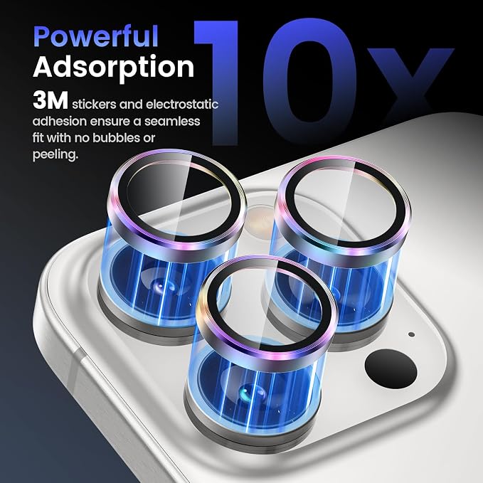 Tensea Camera Lens Protector for iPhone 16 Pro Max/16 Pro/15 Pro Max/15 Pro | Metal Aluminum Alloy Tempered Glass Cover Camera Screen Protector Accessories, Case Friendly - Image 4