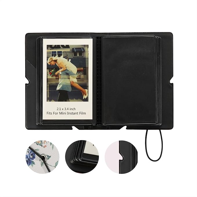 2x3 Instax Mini Photo Album, 28 Pockets. Abstract Roses, 2PK | Portable Wallet Size Album Stores 2x3 inch Instant Photos. Fits Polaroid, Instax Mini, Kodak Mini Prints and Zink. - Image 3