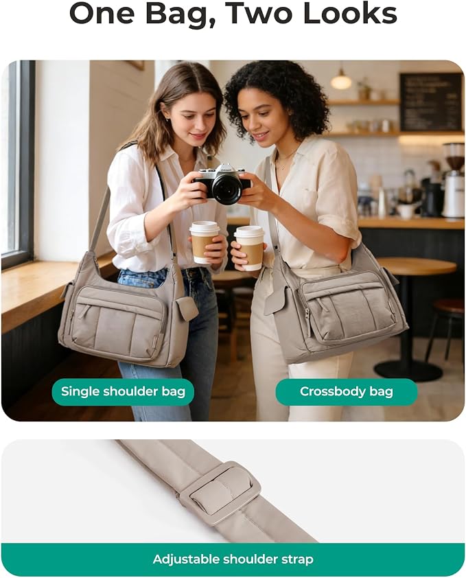 BAGSMART 2 in 1 Puffy Camera Bag for Photographer Everyday Shoulder Bag | Camera Sling Bag with Pockets Crossbody Bag Digital Camera Case for DSLR/Mirrorless Coffee Brown - Image 8