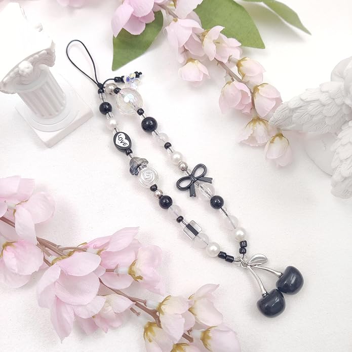 cioatu Phone Charms Cute Cherry Butterfly Cell Phone Lanyard Strap Wrist Strap for Bag Airpods Camera Pendants Decor - Image 2