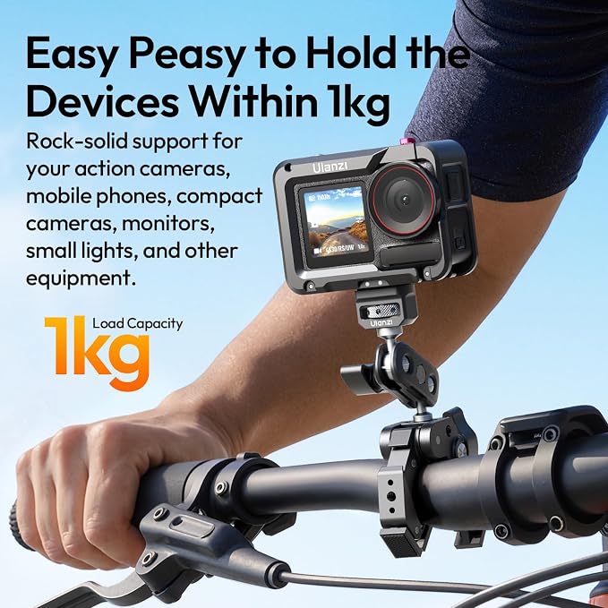 ULANZI CO78 Super Clamp Kit w Magic Arm f Action Cam – 1/4" & ARRI Locating | Pins + Cold Shoe Mount, 3-Jaw & Dual Ball Head Designed for Flexible, Low & High Angle Shot, Load Capacity Within 1kg - Image 7