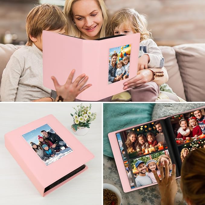 Aevdor 5x7 Photo Album, Holds 272 Photos, Leather Cover, Pink | Clear 5x7 Photo Pockets, Front Display Window, Family, Wedding, Birthday, Anniversary & Travel Memories - Image 8