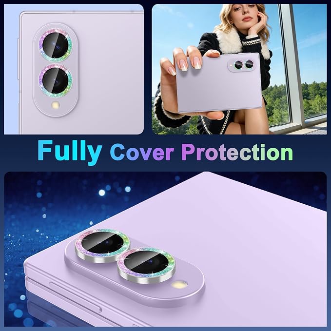Meshine for Samsung Galaxy Z Fold 8 Camera Lens Protector,Scratch Proof,Strong Adsorption,9H Hardness with Metal Ring Camera Cover,Ultra Thin Case Friendly,Accessories Lens Protector,Glitter Colorful - Image 6