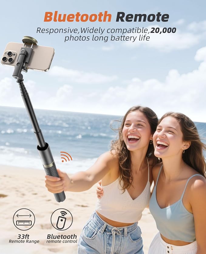 Tripod for iPhone, Selfie Stick with Remote, Stable & Durable Phone Tripod | Portable Travel Cell Phone Stand, Extendable All-in-1 Tripod for Video Recording Compatible with iPhone Android - Image 4