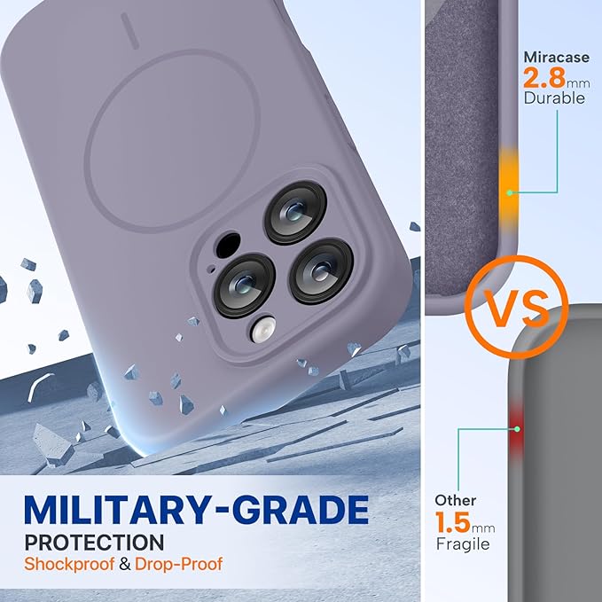 miracase Magnetic for iPhone 16 Pro Max Case, [Soft Anti-Scratch Microfiber Lining], Compatible with MagSafe, Liquid Silicone Case Shockproof Drop Protection Phone Case for 16 ProMax,Lavender Gray | Compatible with MagSafe, Soft Microfiber Lining, Prem... - Image 2