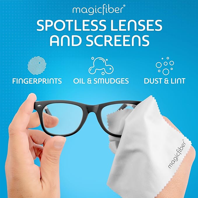 MagicFiber Microfiber Cleaning Cloth, Glasses Cleaner, Eyeglass Wipes, 2pk | Clean Eye Glasses, Lenses, Screens, Cameras, Sunglasses, Watches, Electronics, & More - Image 2