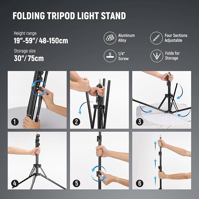NEEWER RL-18 18 Inch Ring Light with Tripod Stand, 55W Large LED Ringlight | Cold Shoe, Phone Holder, Compatible with iPhone Camera, for Video Recording Photography Streaming Selfie Makeup Studio Photo - Image 7
