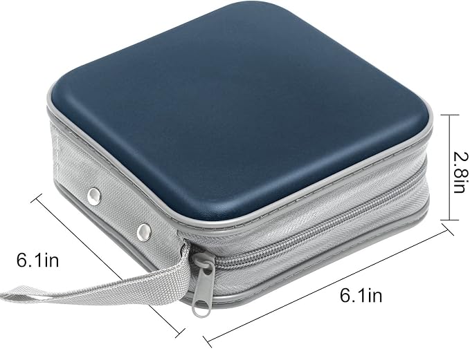 Siveit CD Case Holders - Hard Plastic 48 Capacity CD/DVD Disc Cases Storage Binder for Car, Home, Office, Travel (Dark Blue) - Image 6