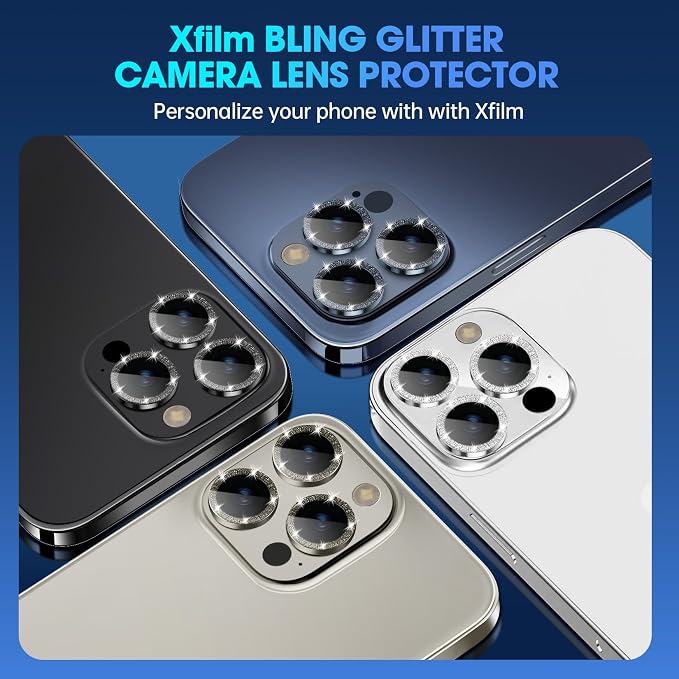 for iPhone 15 Pro/15 Pro Max Camera Lens Protector Glitter, Gray | Individual Metal, 9H Hardness, Scratch Resistant, Shockproof, Drop Protection, Case Friendly, Stylish Accessories - Image 5