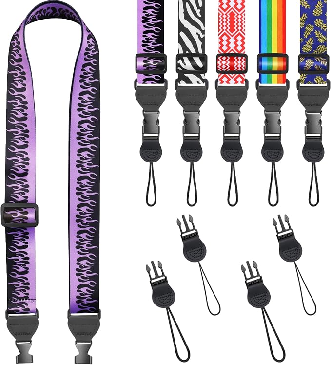FIEIL Purple Flame Shoulder Strap, Adjustable Camera Strap with 2 Sets of Quick-Release Buckles, Comfortable Neck Strap for iPad, Tablet, Camera, Laptop, Binocular, Luggage Bag by FIEIL