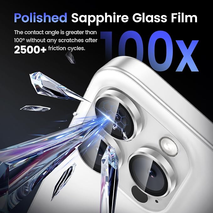 Tensea Camera Lens Protector for iPhone 16 Pro Max/16 Pro/15 Pro Max/15 Pro | Metal Aluminum Alloy Tempered Glass Cover Camera Screen Protector Accessories, Case Friendly - Image 6