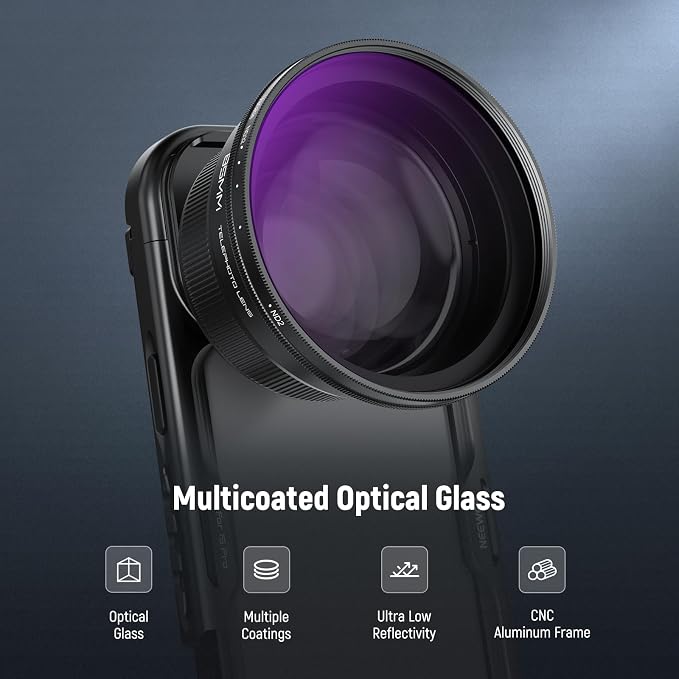 NEEWER 72mm Variable ND Filter with 77mm Lens Hood, ND2-32 Adjustable Neutral Density Filter Compatible with iPhone Android Samsung NEEWER 65mm Telephoto Phone Lens - Image 7