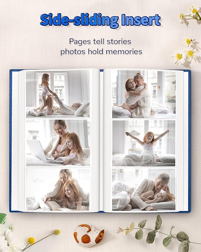 Artfeel Photo Album 4x6 with 300 Pockets,Slip-in Picture Albums,Linen Cover Memory Book with Front Window,White Page Vertical Photo Book for Wedding,Family,Anniversare,Baby,Vacation - Image 5