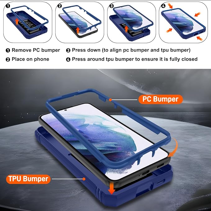 Gritup for Samsung Galaxy S22+ Plus Case with Screen Protector*2, Galaxy S22 Plus Case Build in 360° Rotating Ring Kickstand, Military Grade Protective Case for S22 Plus Phone, Blue - Image 4