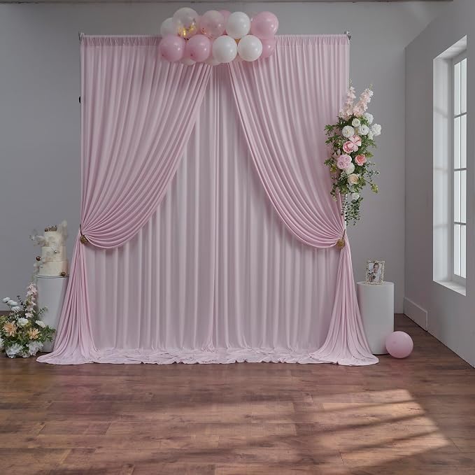 10 ft x 40 ft Baby Pink Backdrop Curtains for Parties, Wrinkle Free Light Pink Photography Backdrop Drapes for Wedding Grils Birthday Baby Shower Bridal Shower Party by Outpain