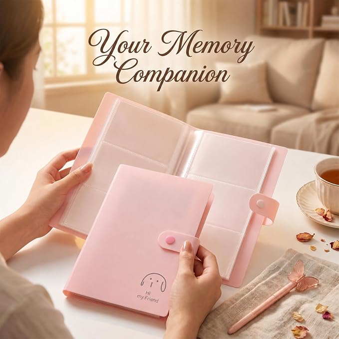 Kpop Card Holder Book with 240 Pockets - Mini Photo Album for 3.5 x 2.25 Inch Film & Photocard, Small Wallet Scrapbook Albums Holder Set for Collect Personalized Cards, Pictures, Postcards (Pink) - Image 7